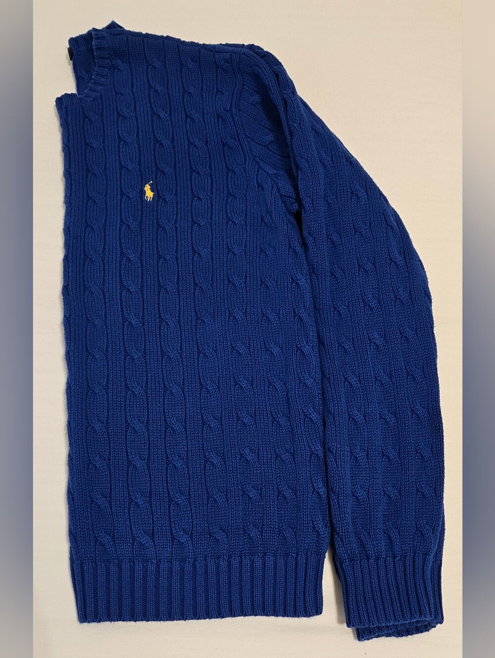 Ralph Lauren Sport Cable Knit Sweater Blue 100% Cotton Women’s L - Picture 9 of 10